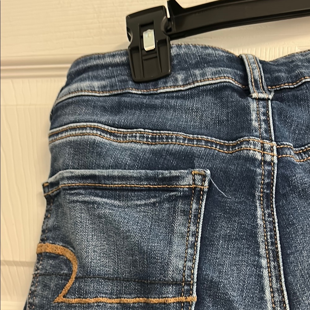 American Eagle Outfitters Women's Dark Blue Ripped Jean Shorts - Picture 12 of 17